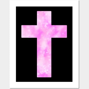 Pink Nebula Cross Posters and Art